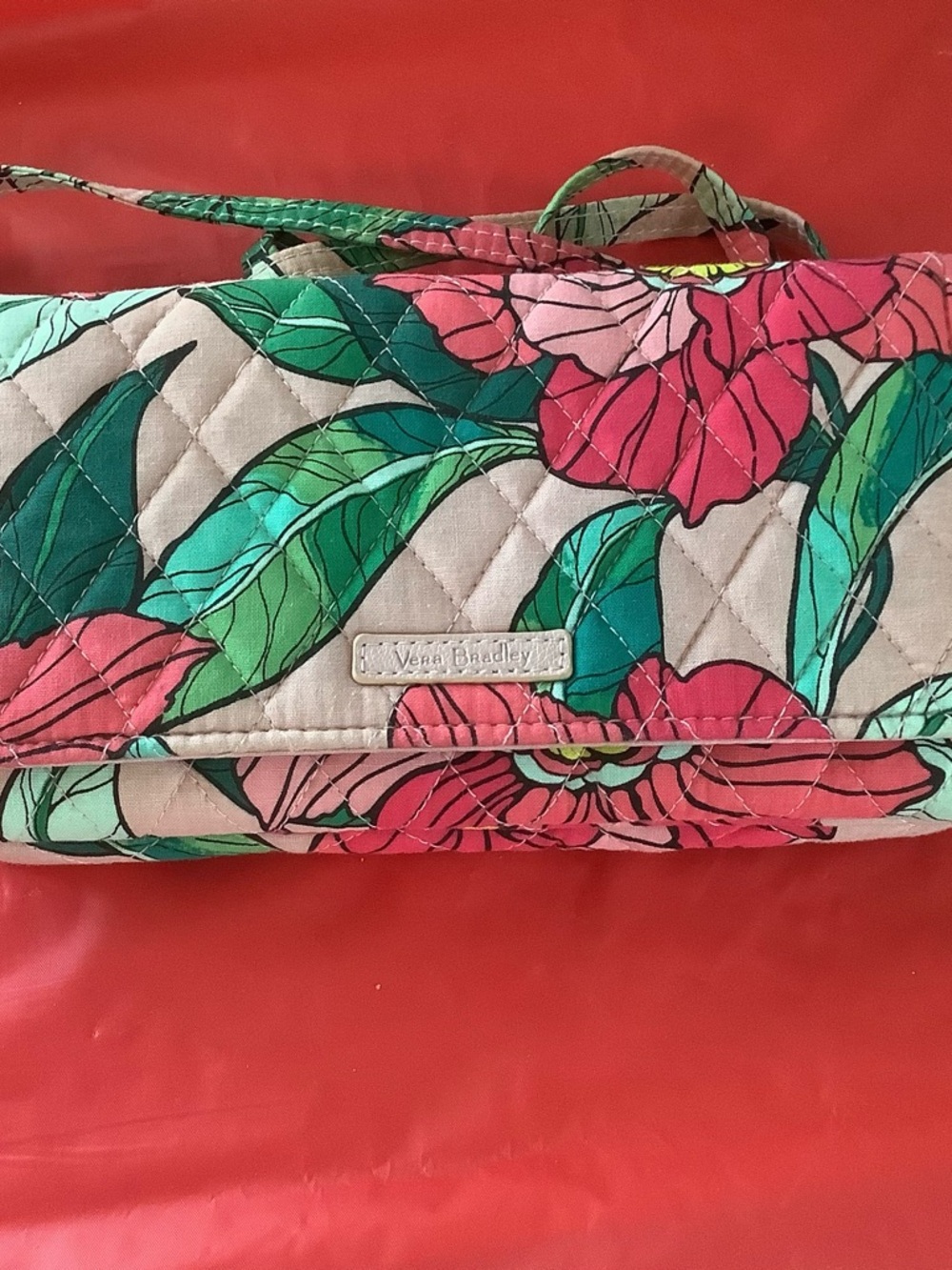 Vera Bradley Quilted Pink Floral Crossbody Clutch